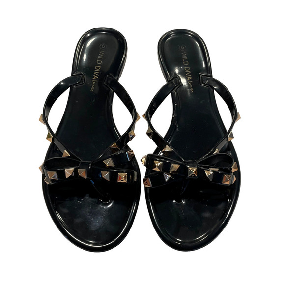 dizzy studded bow jelly sandals